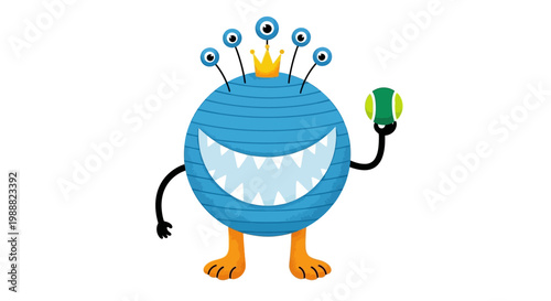 blue ball, smiling cartoon character, pins and needle, sewing supplies