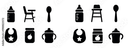 Baby icons with bottle highchair spoon bold solid