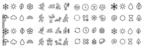 Weather icons with sun snowflake outline
