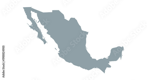 Obraz na plátně A simplified grayscale map depicting the geographical outline of mexico and baja