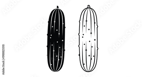 Two cucumbers presented in contrasting black and white a bold silhouette