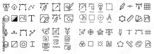 Design icons with pen cursor grid minimal