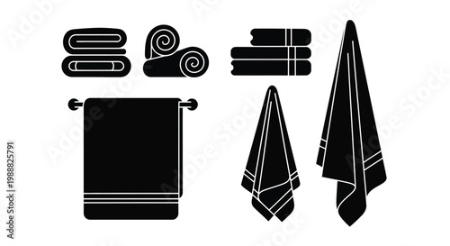 Black towel arrangements and hanging towels a minimalist silhouette