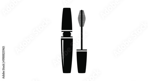 Black mascara tube and wand a striking cosmetic product silhouette