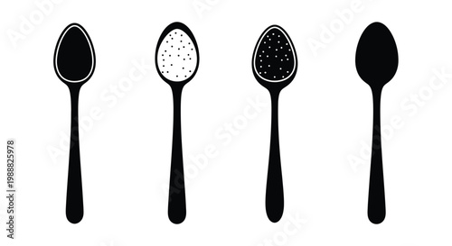 Four spoons with varying fills shown in a stark silhouette