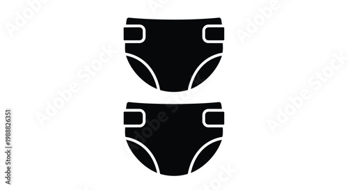 Two disposable diapers shown in a dark minimalist silhouette
