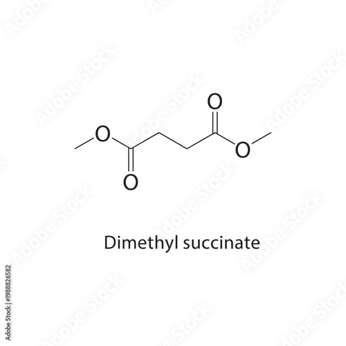 Dimethyl succinate skeletal structure. ester compound schematic illustration. Simple diagram, chemical formula.