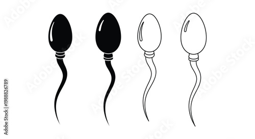 Four sperm cells in varying styles a striking silhouette