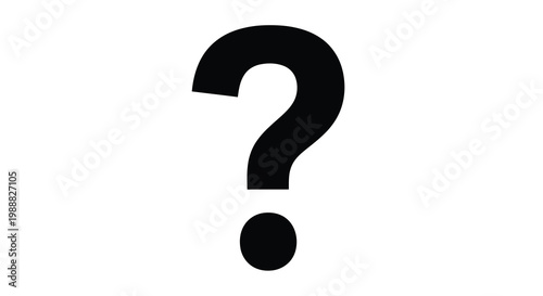 A stark black question mark dominates a plain white background prompting thought and inquiry high quality