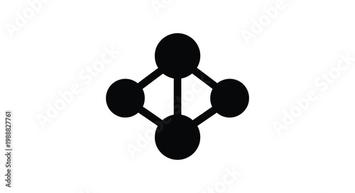 Black and white abstract geometric design with connected spheres