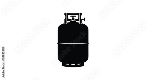 A black silhouette depicts a propane tank showing its cylindrical body and valve assembly high quality