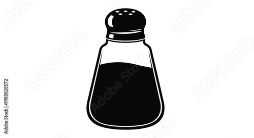 A simple black and white illustration depicting a pepper shaker commonly used for seasoning high quality