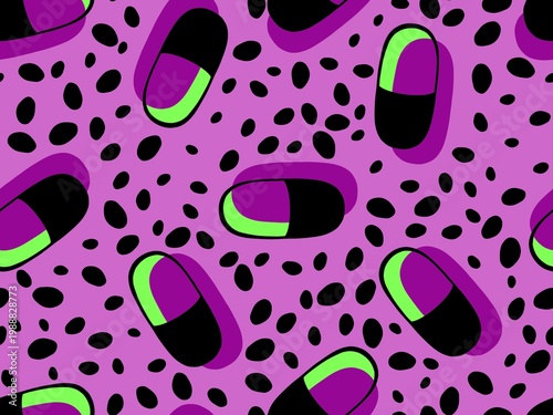 Medicine seamless pills pattern for wrapping paper and doctor clothes and packaging and medical accessories