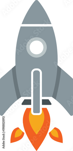 Rocket ship launching upwards symbolizes startup success and rapid business growth.
