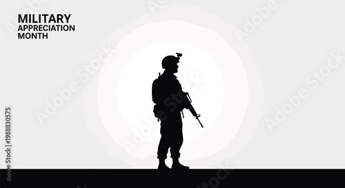 Military Appreciation Month Silhouette of a Soldier Holding a Rifle