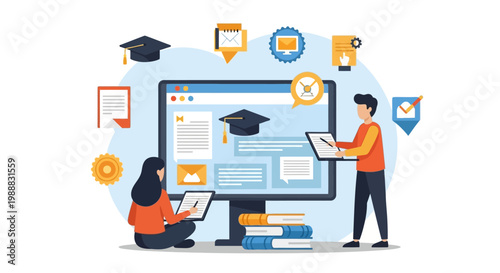 Online learning and education concept.