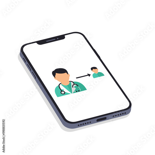 Smartphone screen displaying doctor avatar.