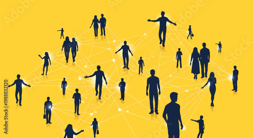 Network of Connected People Illustrating Global Connections and Social Interaction