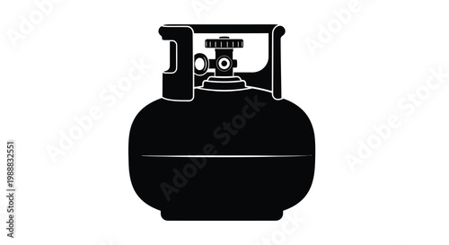A black silhouette of a propane tank featuring a valve and rounded body high quality professional