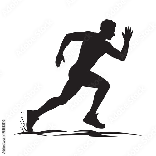 Fotografie Black silhouette of a runner in mid stride on a track