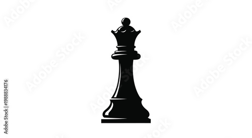 Photos A stark black silhouette of a chess queen is displayed against a clean white bac