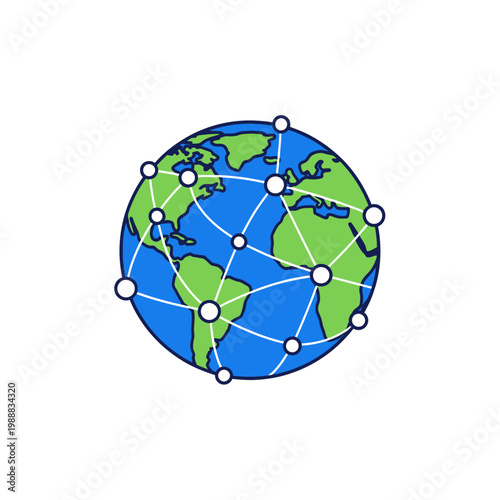 Globe with connected network points.