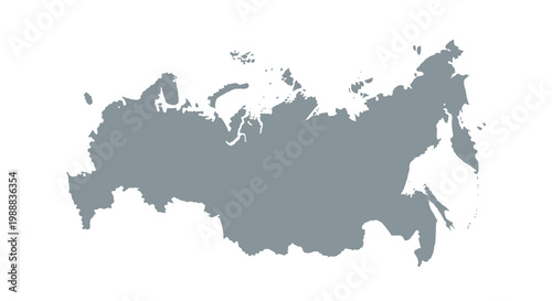 A grayscale map depicts the geographic outline of the russian federation including its vast territory