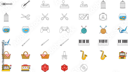 Obraz na plátně 40 Hand-Drawn Minimalist Vector Icon Set with Editable Stroke