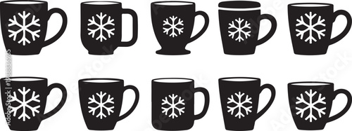 Black silhouette of various types of vases including ceramic glass porcelain and decorative vase ceramic vase