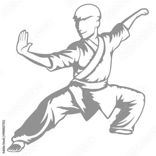 A powerful kung fu fighter in a dynamic attack stance – focused, fierce and fully committed. Perfect for martial arts lovers, action fans and anyone who appreciates combat sports culture.