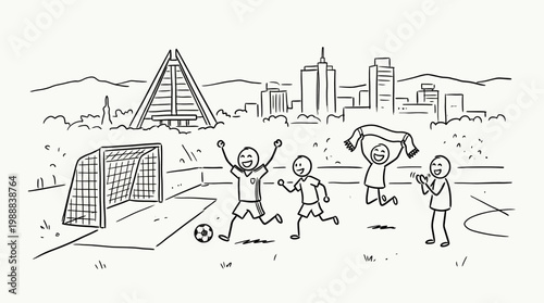 Joyful Soccer Team Celebrating Victory with Enthusiastic Cheers and Cheers.