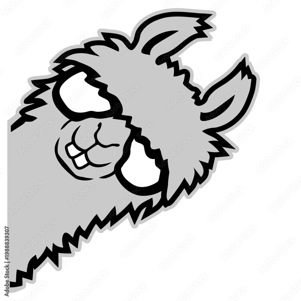 Fototapeta premium A smug, nerdy llama peeking around the corner with glasses and a self-satisfied grin. Hilarious for anyone who loves quirky animal humor, nerd culture and that unmistakable know-it-all energy.