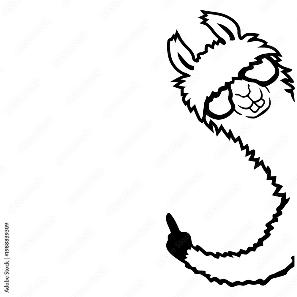 Fototapeta premium A smug, nerdy llama hanging down with glasses and a raised finger – the ultimate know-it-all pose. Hilarious for nerd culture fans and anyone who loves a good correction delivered with attitude.