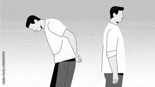 Illustration of a man suffering from back pain and poor posture