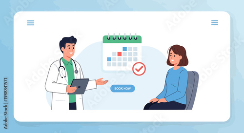 Doctor appointment booking online with calendar and checkmark, healthcare concept