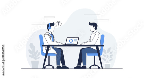 Doctor consulting patient online via laptop, telemedicine concept