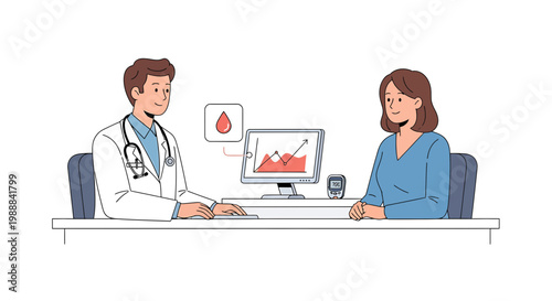 Doctor Consults Patient About Blood Test Results and Health Monitoring