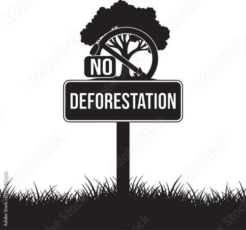 No deforestation sign tree and prohibition symbol no deforestation