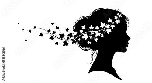 Butterflies Emerging from Woman's Hair Silhouette.