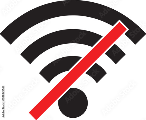 No wifi symbol with diagonal line, the text 'no wi fi' is printed