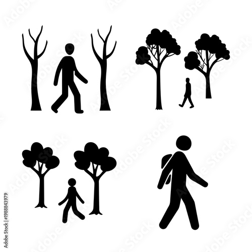 Symbolic representation of walking through different environments and life stages