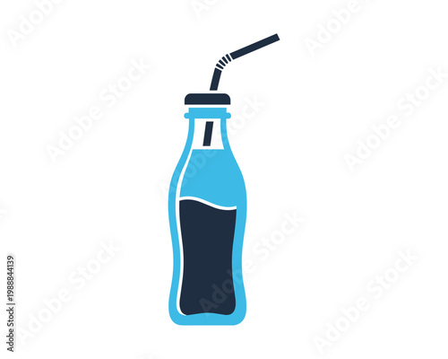 Refreshing Drink, Soda Bottle, Modern Kitchen, Illustration, Clean Space, Side View, Beverage Concept