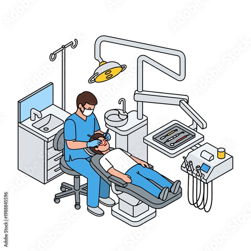 Dentist examining a patients teeth closely.