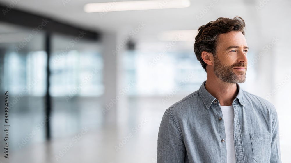 Fototapeta premium Confident Man Looking Thoughtfully Ahead