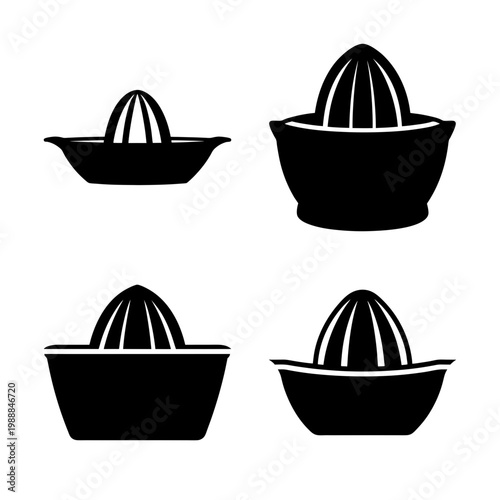 Collection of Black and White Citrus Juicer Illustration Kitchen Utensils
