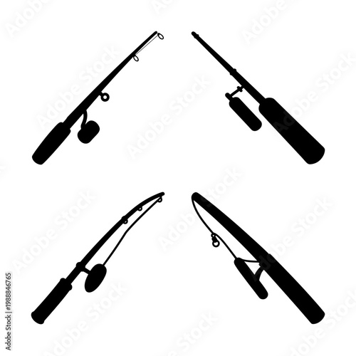 Silhouette Compilation of Fishing Rods and Reels for Recreational Angling Activities