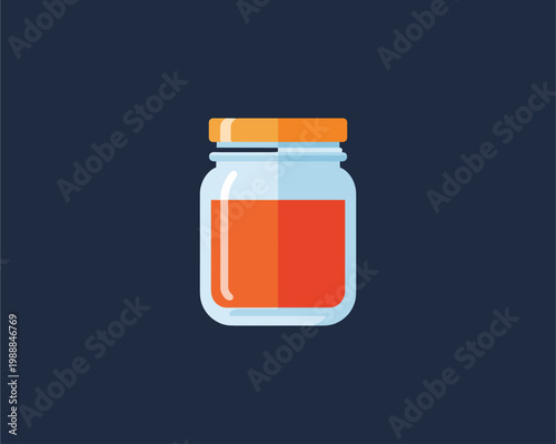 Illustration of a Jar of Orange Jam, Food Art, Modern Design, Minimalist Style