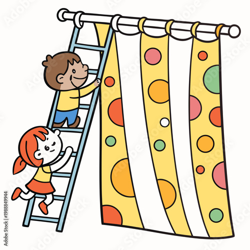 Cartoon curtain for Kids This is a vector illustration for preschool and home training for parents and teachers.
