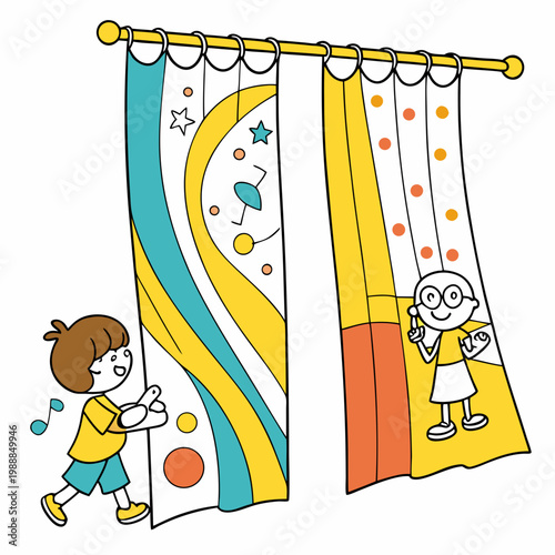 Cartoon curtain for Kids This is a vector illustration for preschool and home training for parents and teachers.