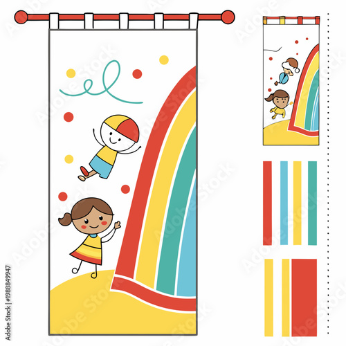 Cartoon curtain for Kids This is a vector illustration for preschool and home training for parents and teachers.